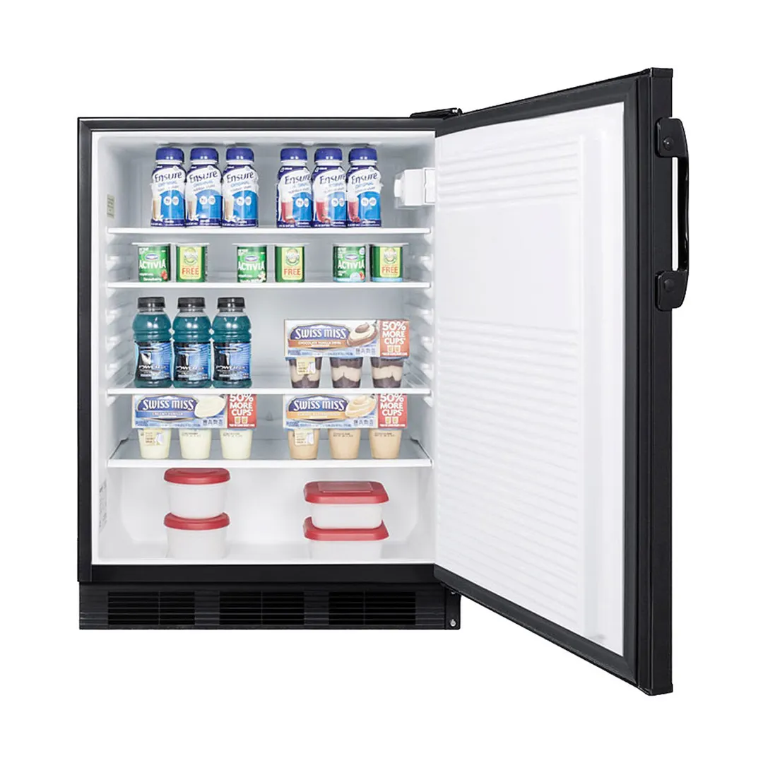 Summit FF7BKBIADA 24" Built-in or Freestanding Undercounter Refrigerator in Black, ADA Compliant, 5.5 cu. ft.