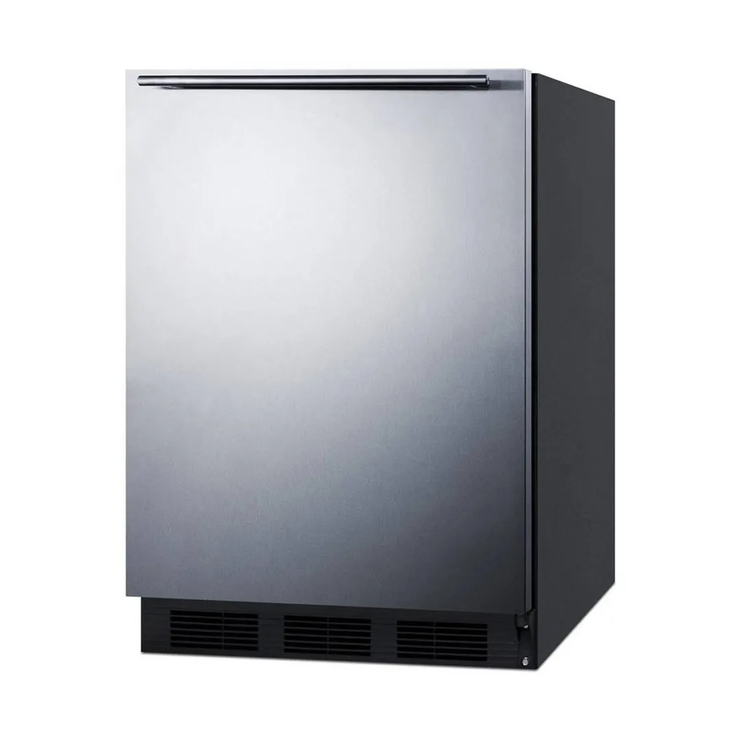 Summit FF7BKBISSHH 24" Built-in Undercounter Refrigerator in Black, Stainless Steel Door, 5.5 cu. ft.