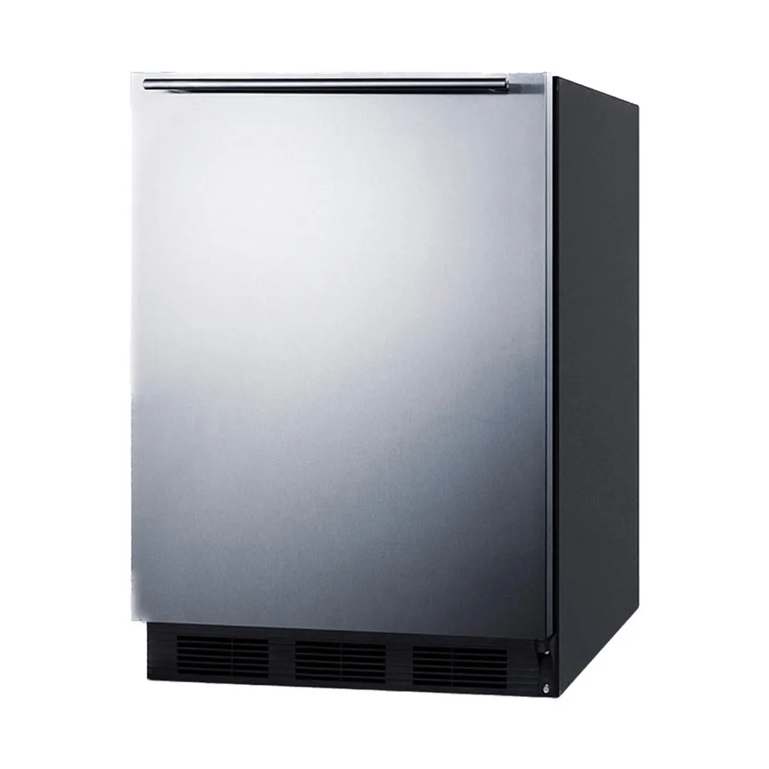 Summit FF7BKBISSHHADA 24" Built-in Undercounter Refrigerator in Black, Stainless Steel Door, ADA Compliant, 5.5 cu. ft.