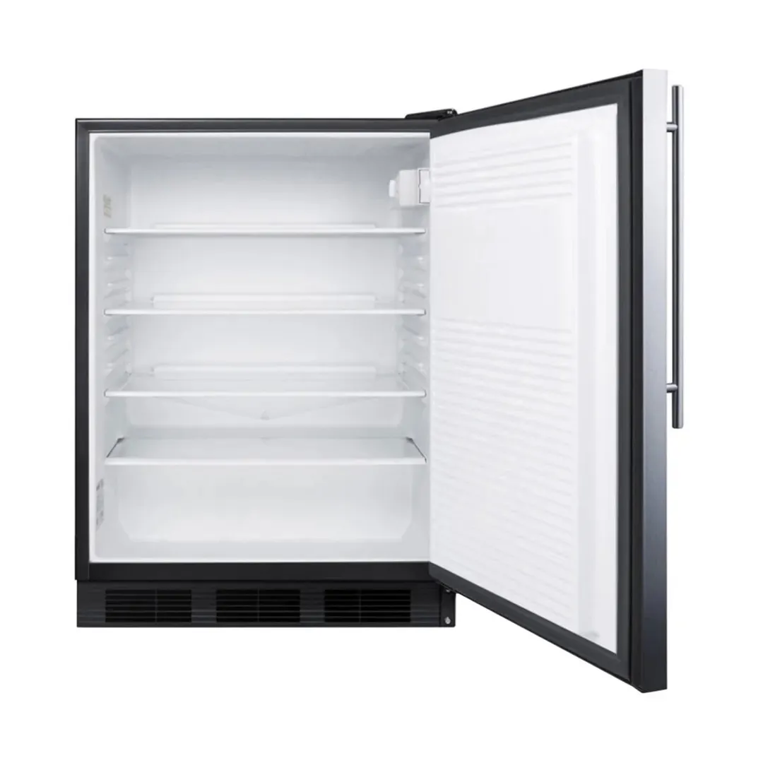 Summit FF7BKBISSHVADA 24" Built-in Undercounter Refrigerator in Black, Stainless Steel Door, Pro-Style Handle, 5.5 cu. ft.