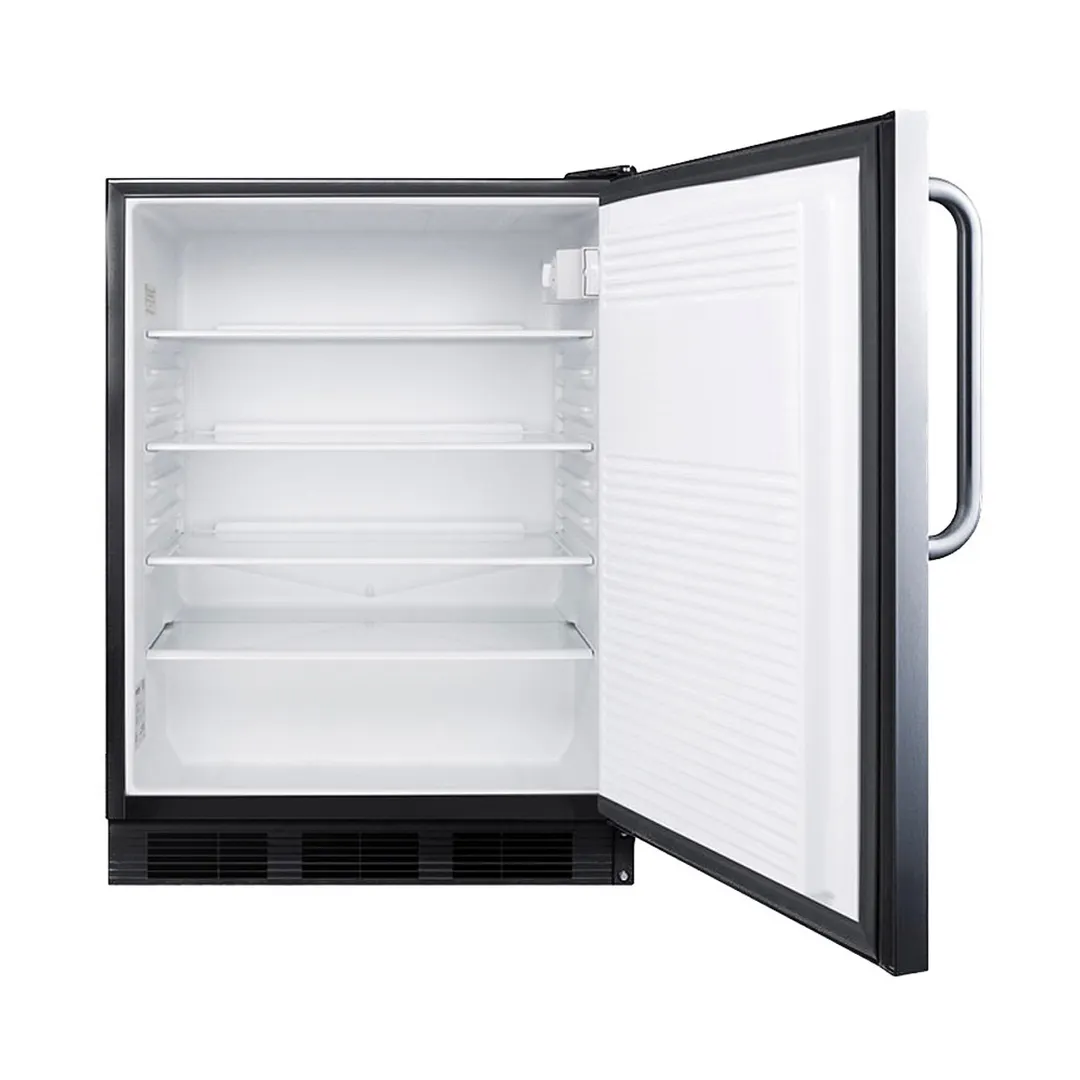 Summit FF7BKCSSADA 24" Built-in or Freestanding Undercounter Refrigerator in Stainless Steel, ADA Compliant, 5.5 cu ft