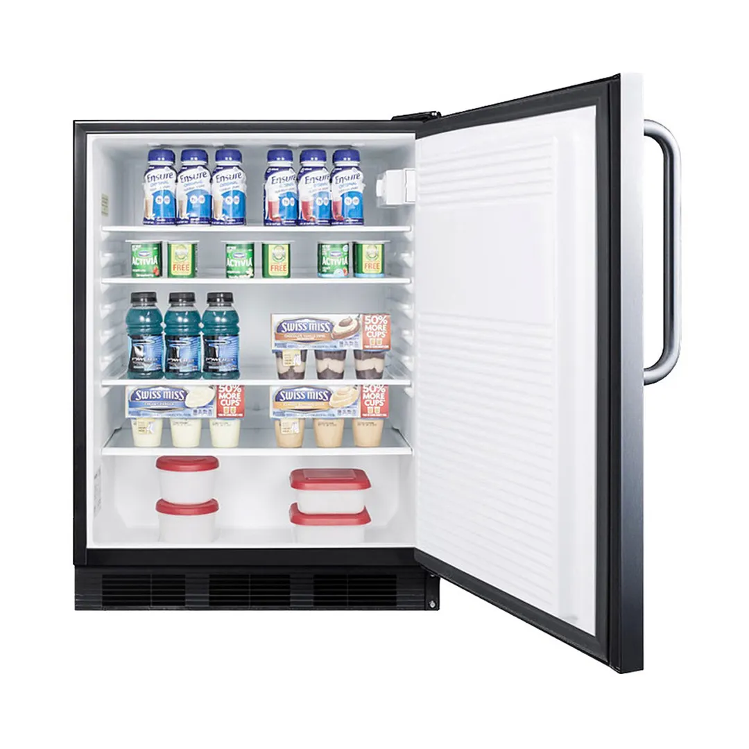 Summit FF7BKCSSADA 24" Built-in or Freestanding Undercounter Refrigerator in Stainless Steel, ADA Compliant, 5.5 cu ft