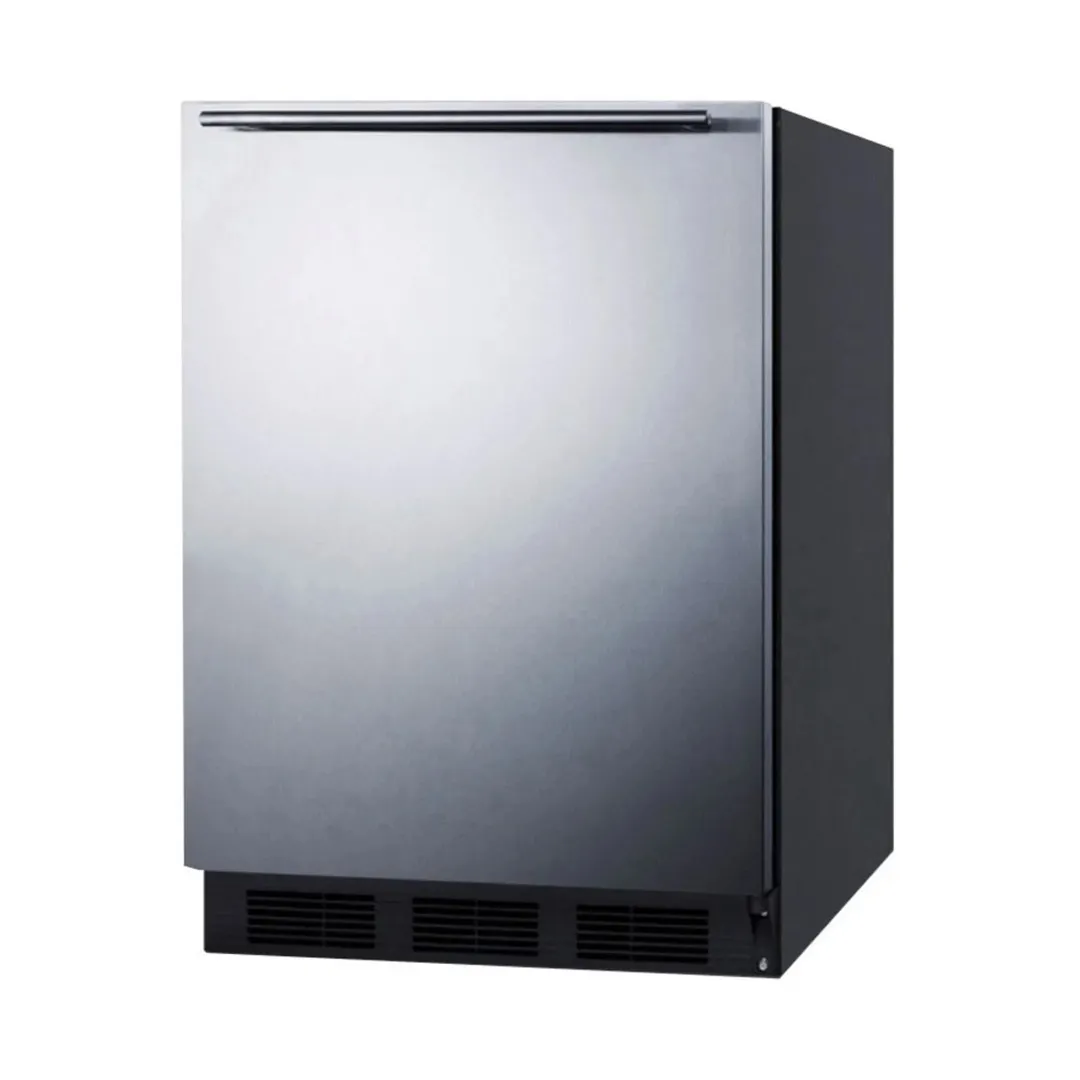 Summit FF7BKSSHH 24" Freestanding Undercounter Refrigerator in Black, Stainless Steel Door, 5.5 cu ft