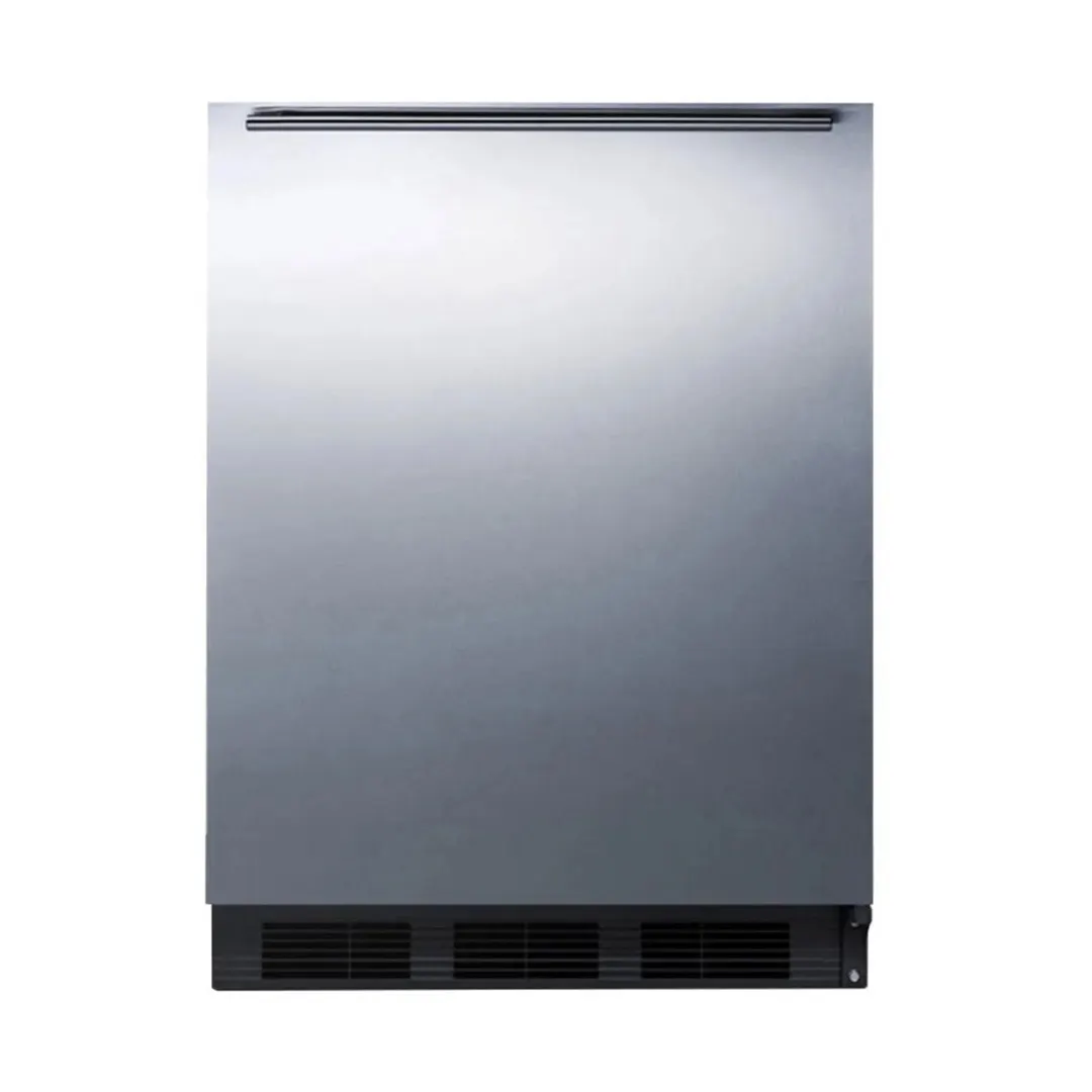 Summit FF7BKSSHH 24" Freestanding Undercounter Refrigerator in Black, Stainless Steel Door, 5.5 cu ft
