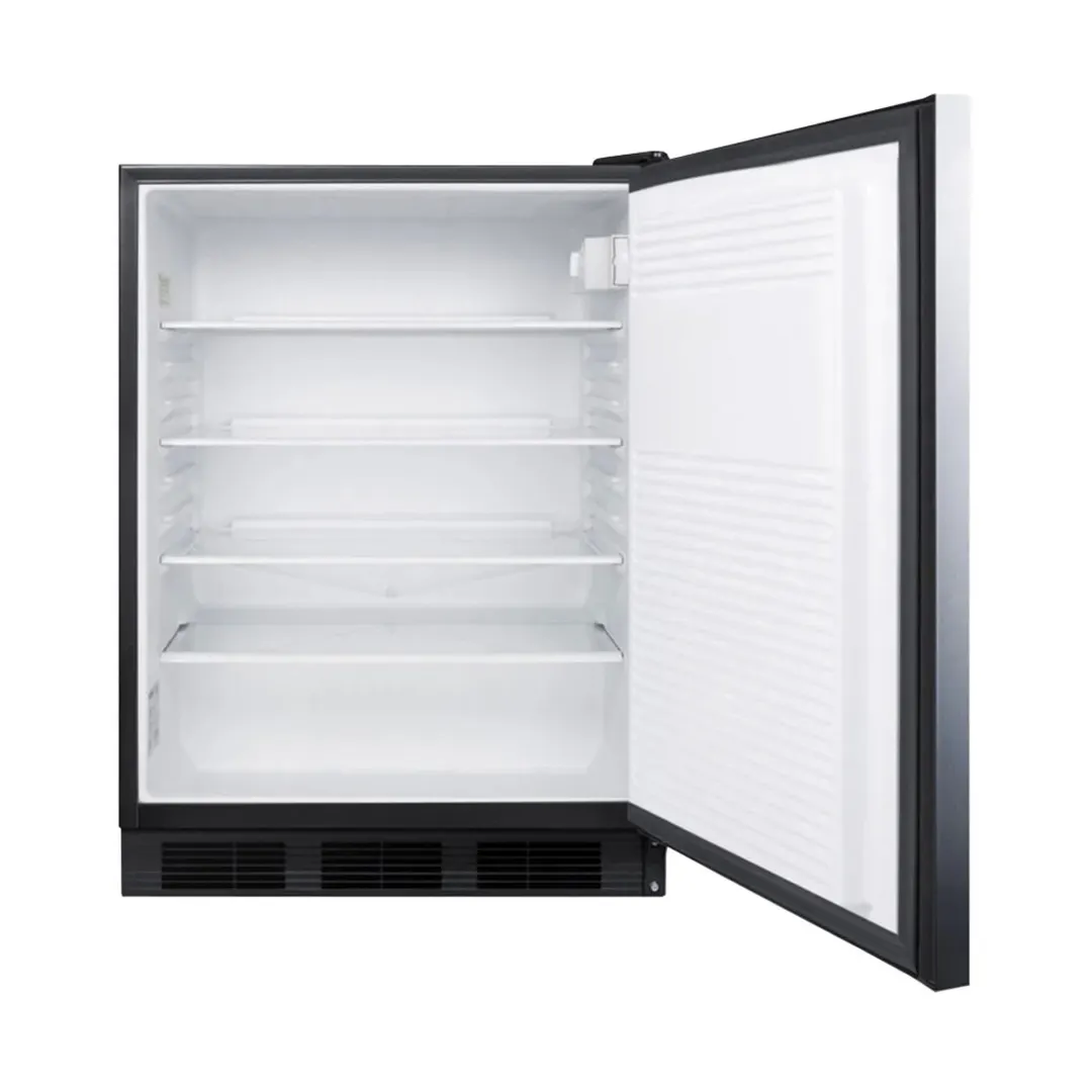 Summit FF7BKSSHH 24" Freestanding Undercounter Refrigerator in Black, Stainless Steel Door, 5.5 cu ft