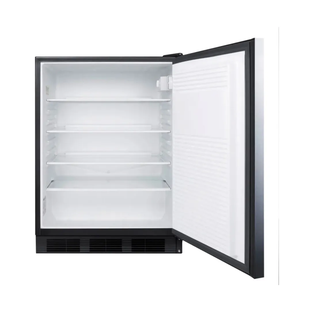 Summit FF7BKSSHHADA 24" Freestanding Undercounter Refrigerator in Black, Stainless Steel Door, ADA Compliant, 5.5 cu ft