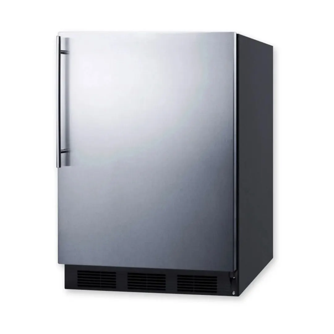 Summit FF7BKSSHVADA 24" Undercounter Refrigerator in Black, Stainless Steel Door, Thin Handle, ADA Compliant, 5.5 cu. ft.