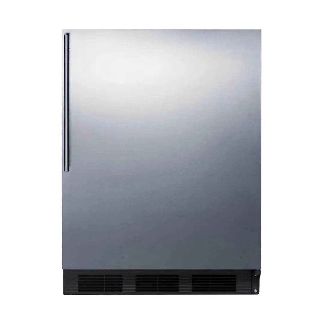 Summit FF7BKSSHVADA 24" Undercounter Refrigerator in Black, Stainless Steel Door, Thin Handle, ADA Compliant, 5.5 cu. ft.