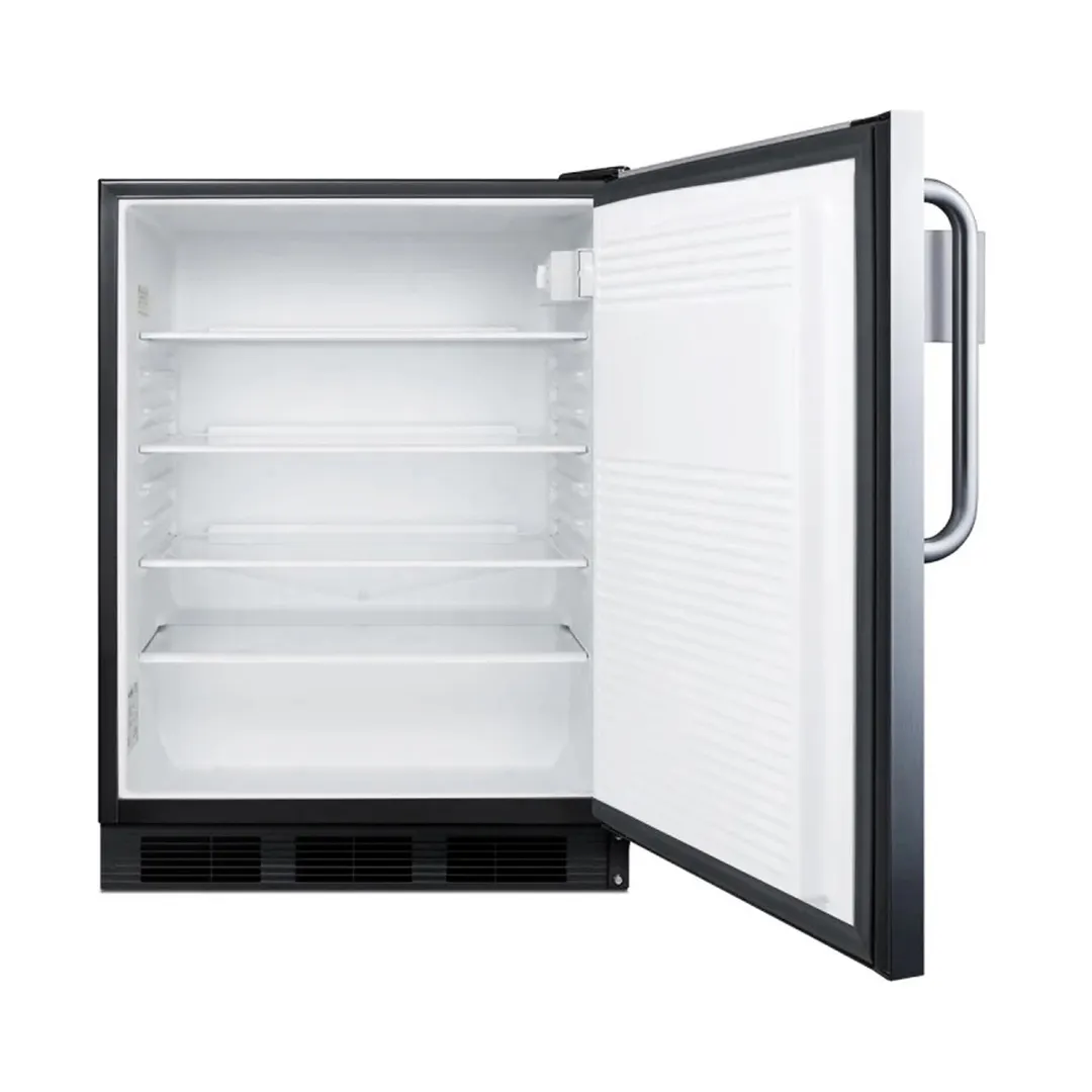 Summit FF7BKSSTBSR 24" Buit-in Undercounter Refrigerator in Black, Stainless Steel Door, 5.5 cu. ft.