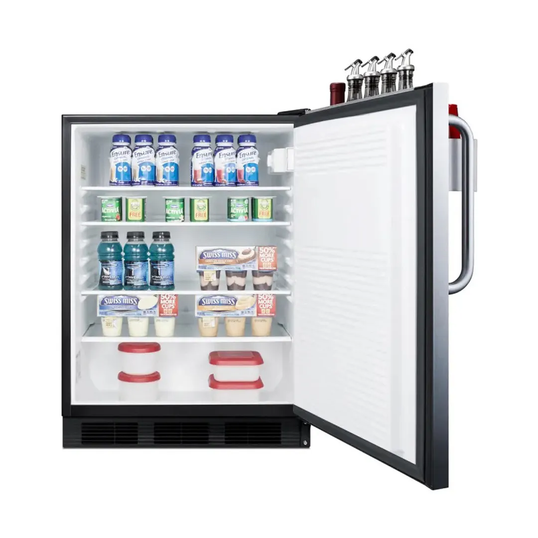 Summit FF7BKSSTBSR 24" Buit-in Undercounter Refrigerator in Black, Stainless Steel Door, 5.5 cu. ft.