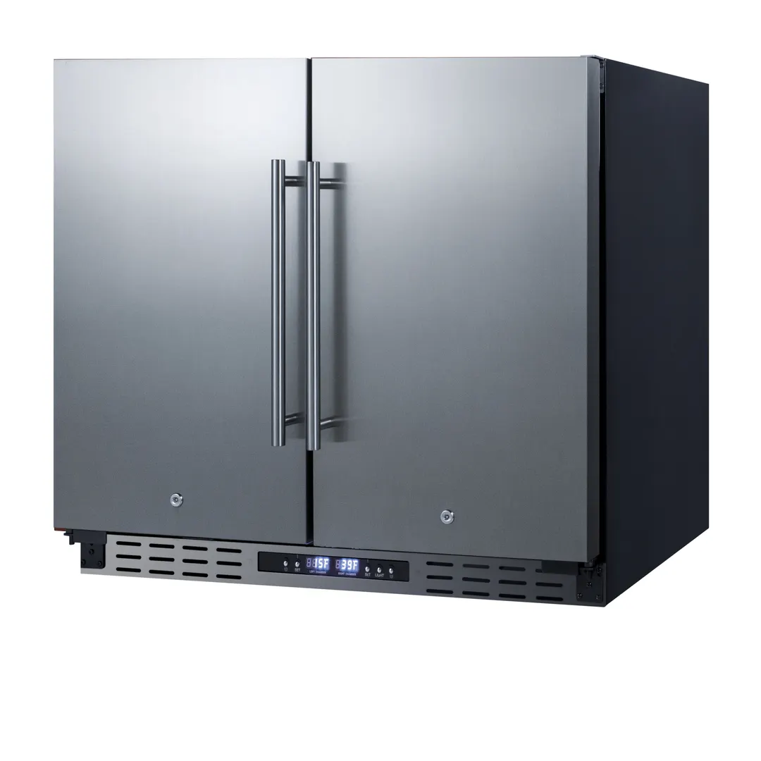 Summit FFRF36ADA 36" Built-in or Freestanding Refrigerator Freezer in Black, Stainless Steel Doors, ADA Compliant, 5.8 cu. ft.