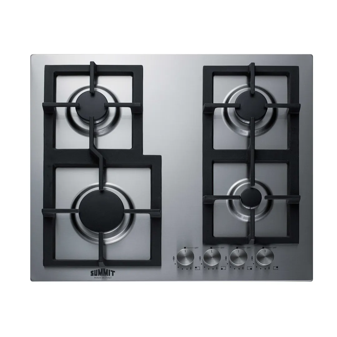 Summit GCJ4SS 24" Built-In Gas Cooktop/Hotplate with (4) Burners, Stainless Steel Surface, 25.400 BTU