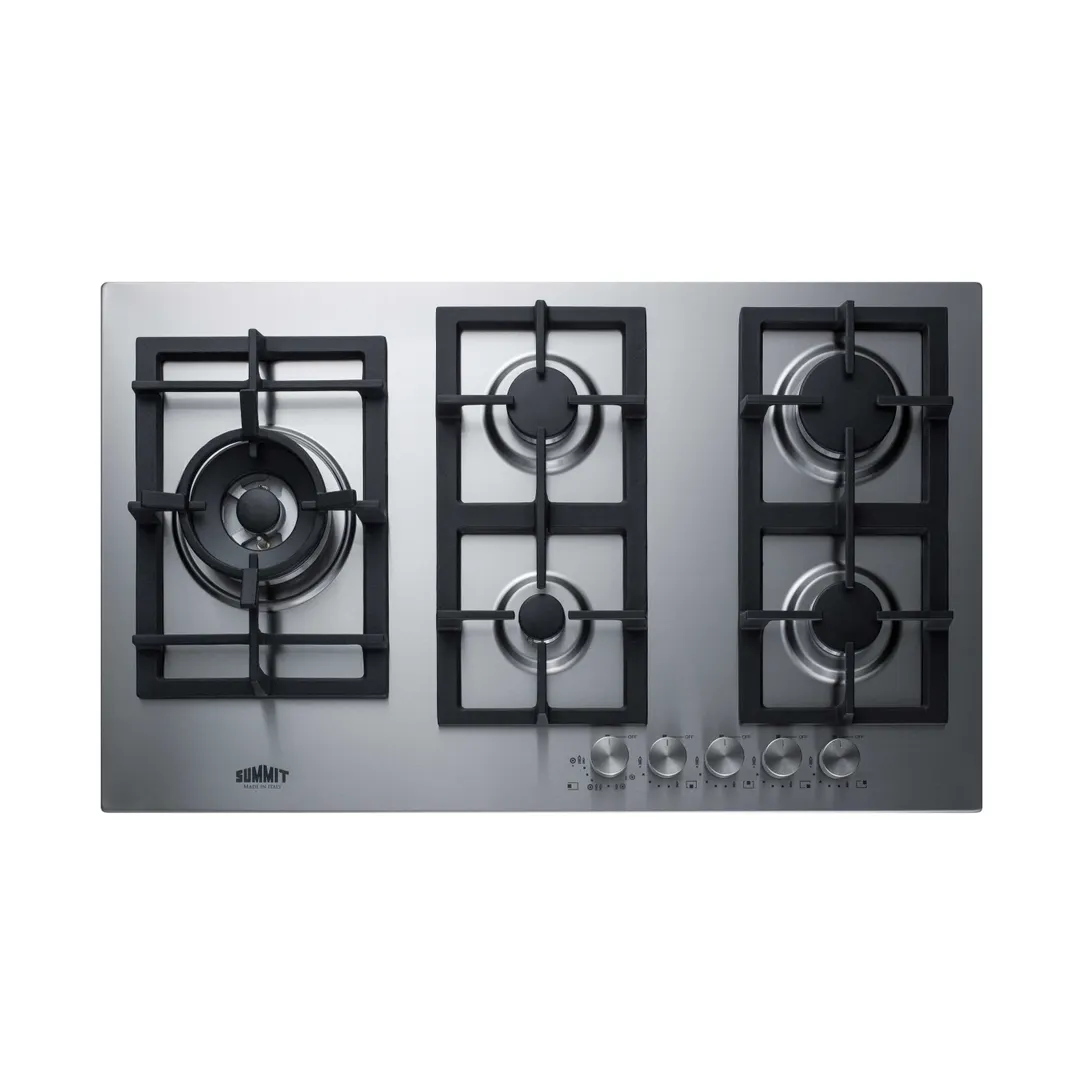 Summit GCJ536SS 34" Built-In Gas Cooktop/Hotplate with (5) Burners, Stainless Steel Surface, 40.700 BTU