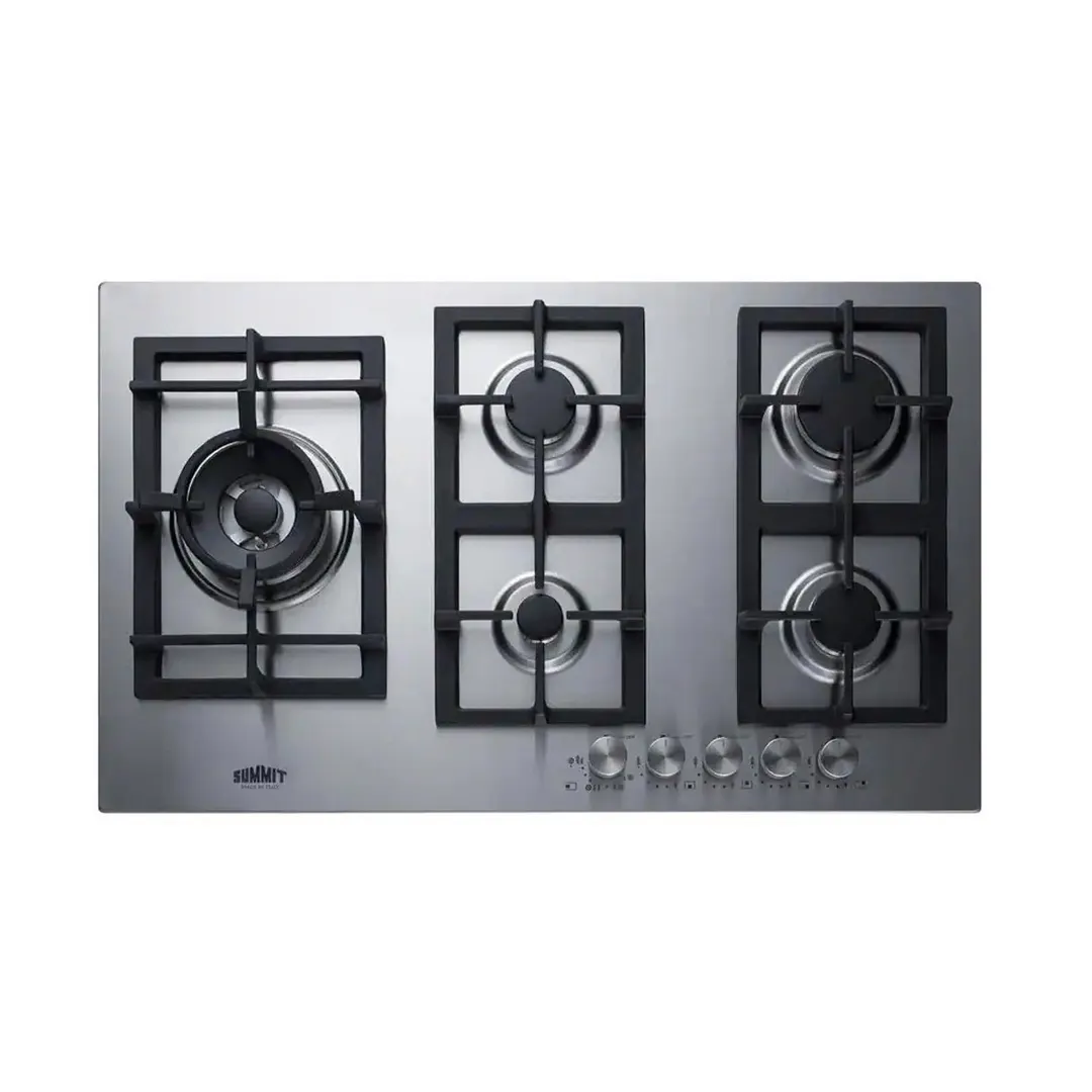Summit GCJ536SSLP 34" Built-In LP Gas Cooktop/Hotplate with (5) Burners, Stainless Steel Surface, 40.700 BTU