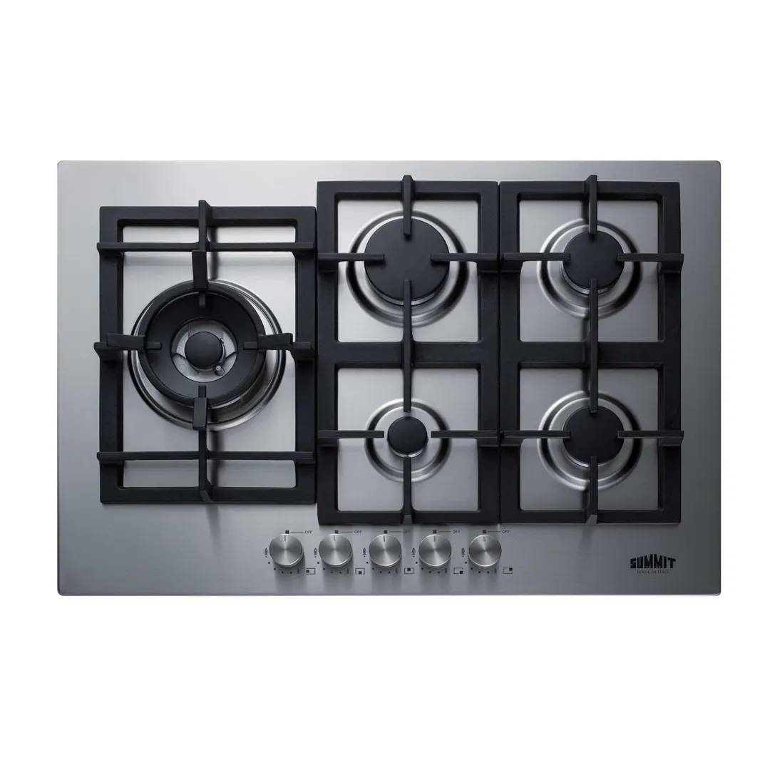 Summit GCJ5SS 29" Built-In Gas Cooktop/Hotplate with (5) Burners, Stainless Steel Surface, 38.100 BTU