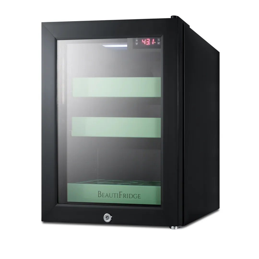 Summit LX114LG 13-3/4" Compact BeautiFridge Cosmetics Refrigerator, Spring Mint Shelves, 0.85 cu.ft