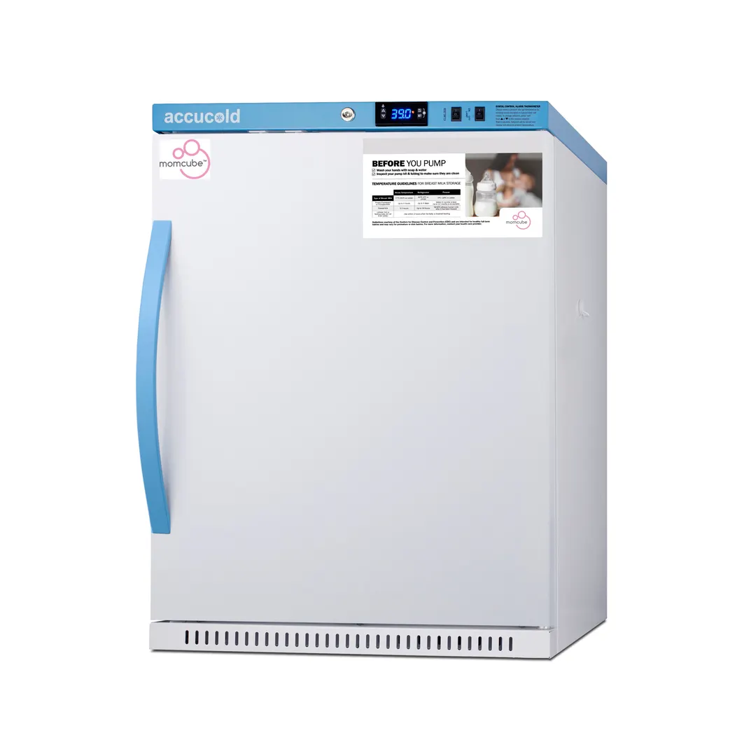 Accucold MLRS62BIADAMCLK 23.38" Undercounter Breast Milk Refrigerator w/ 2 Lockers, White, 6 cu. ft.