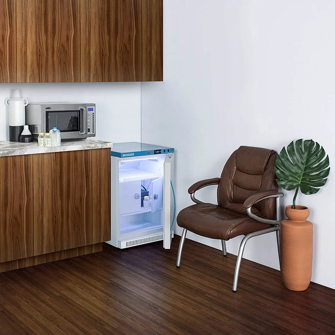 Accucold MLRS6MCLK 23.38" Undercounter Breast Milk Refrigerator w/ 2 Lockers, White, 6 cu. ft.