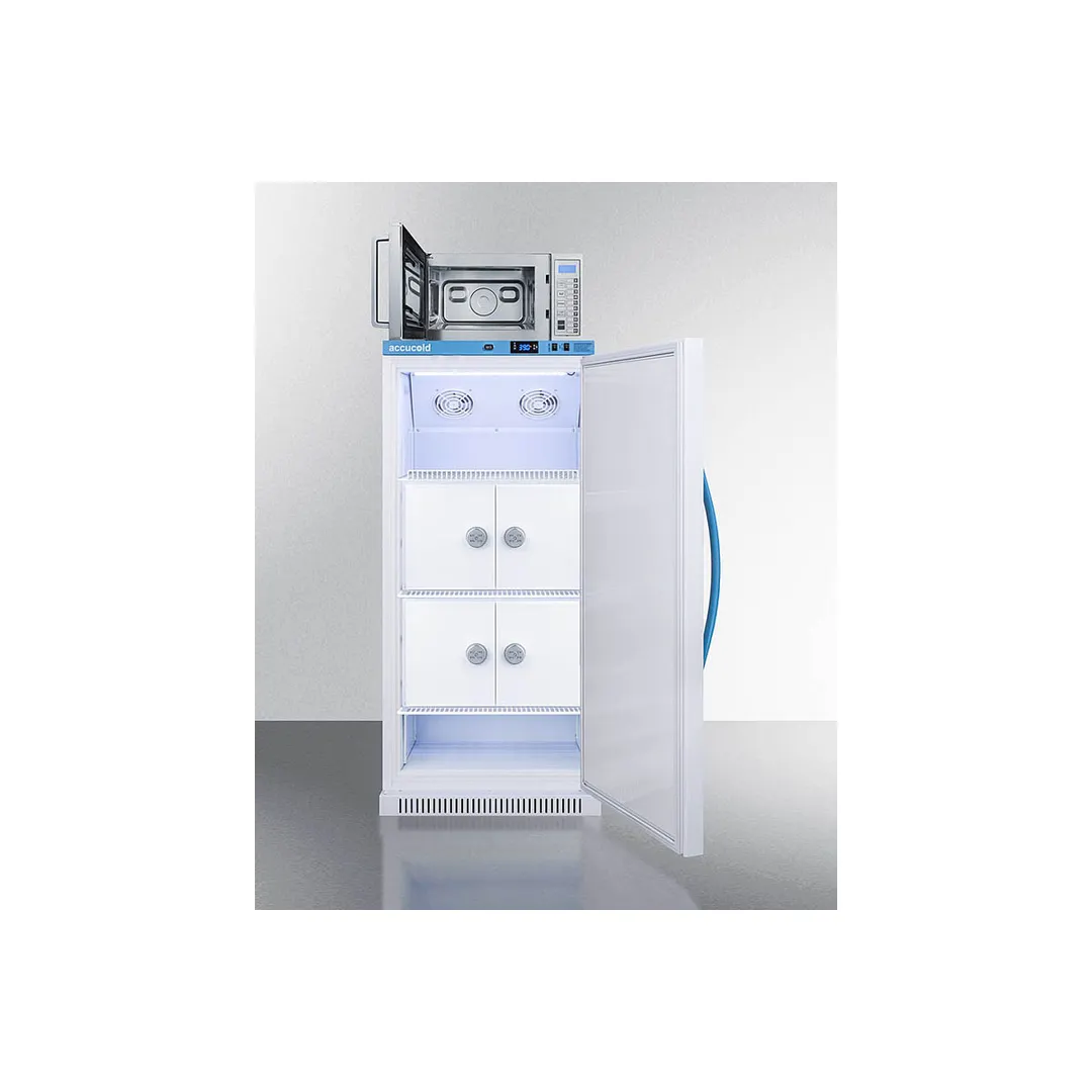 Accucold MLRS8MCLK-SCM1000SS 23.38" Breast Milk Refrigerator w/ Microwave, 4 Lockers, White, 8 cu. ft.
