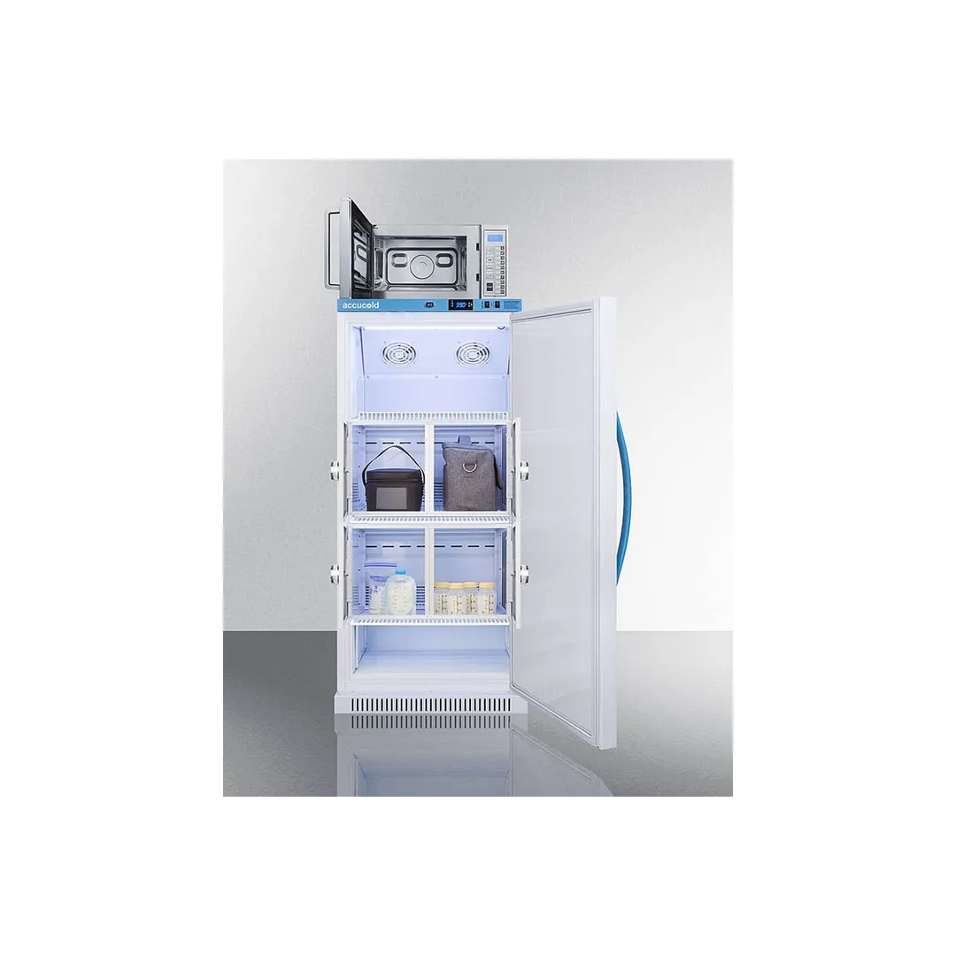 Accucold MLRS8MCLK-SCM1000SS 23.38" Breast Milk Refrigerator w/ Microwave, 4 Lockers, White, 8 cu. ft.