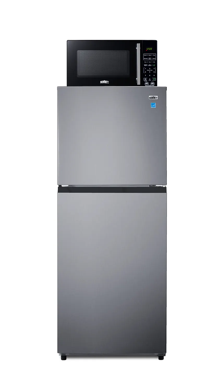 Summit MRF1089PLA 23.25" Breast Milk Refrigerator & Freezer w/ Microwave, Black, Stainless Look, 10.1 cu. ft.
