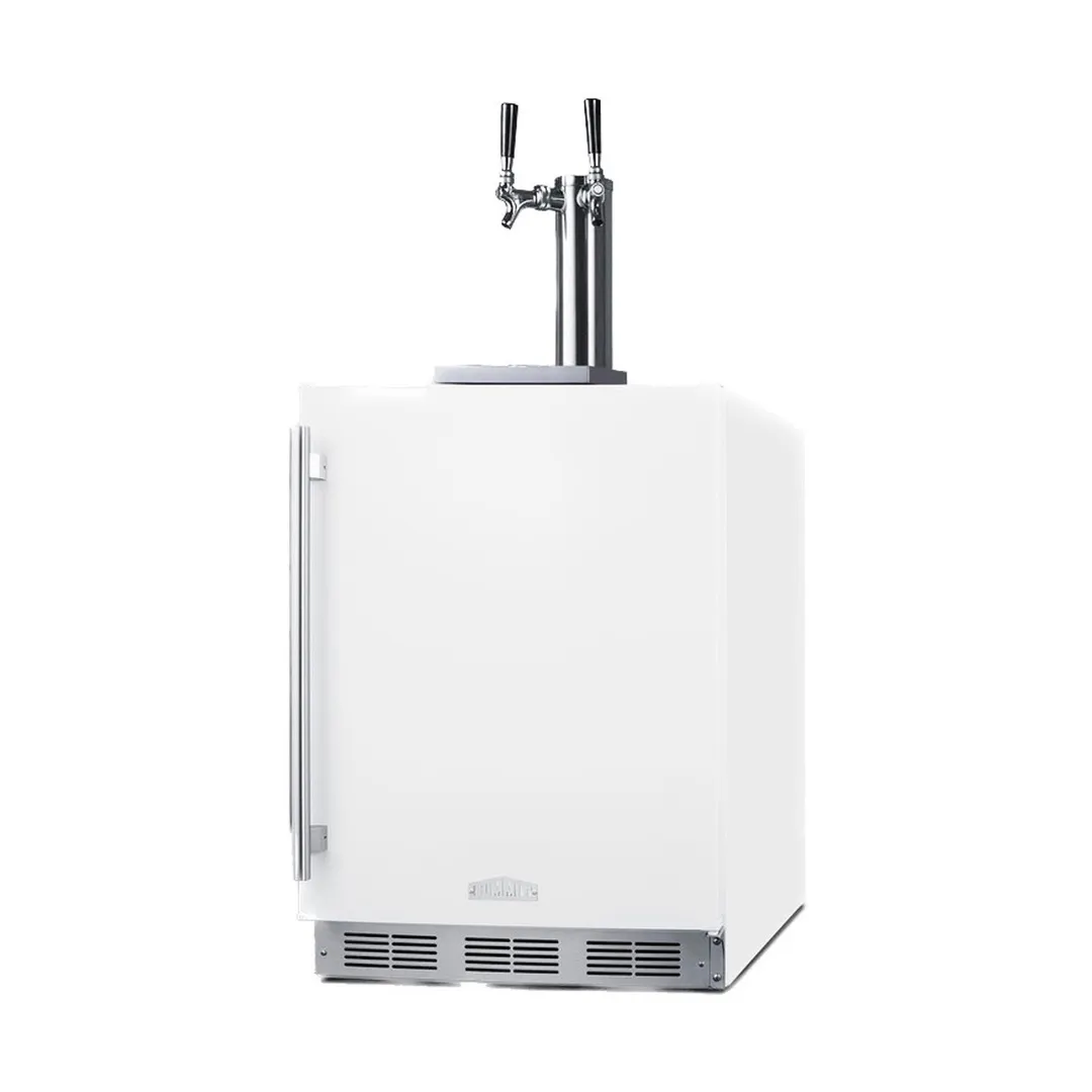 Summit SBC58WHBIADA Keg Cooler, 24" White, 2 × 1/6 Barrel, Dual Tap, R600a, Includes 5 lb CO₂ Tank