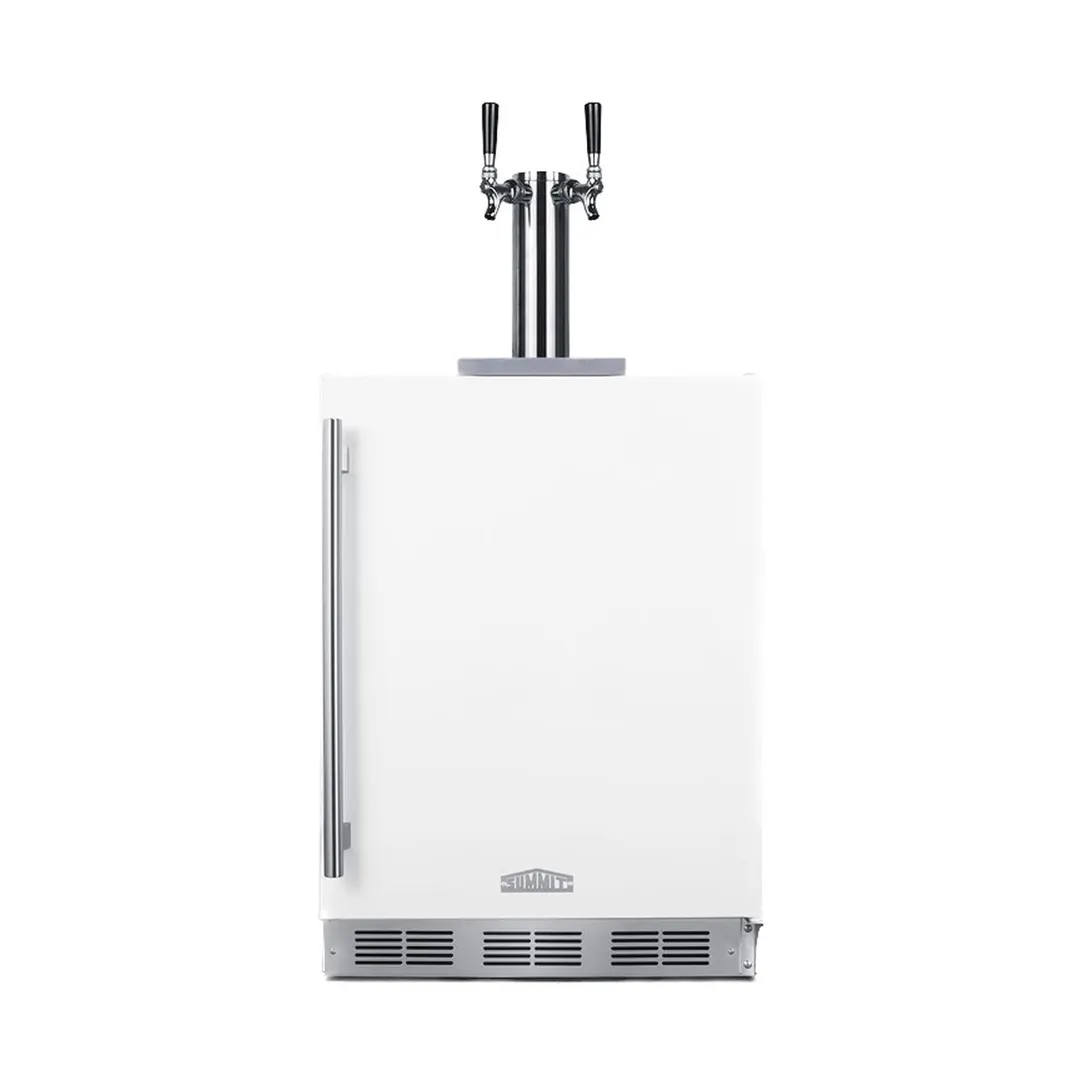 Summit SBC58WHBIADA Keg Cooler, 24" White, 2 × 1/6 Barrel, Dual Tap, R600a, Includes 5 lb CO₂ Tank