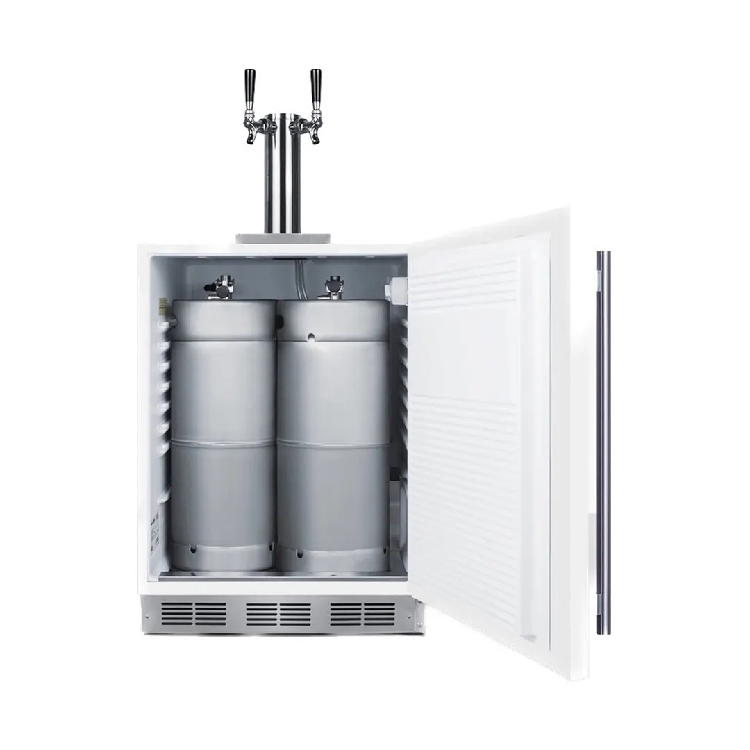 Summit SBC58WHBIADAWKDTWIN 24" White Wine Kegerator, 32", 2‑Tap Twin Tower, 5.5 Cu Ft, R600a, 115V
