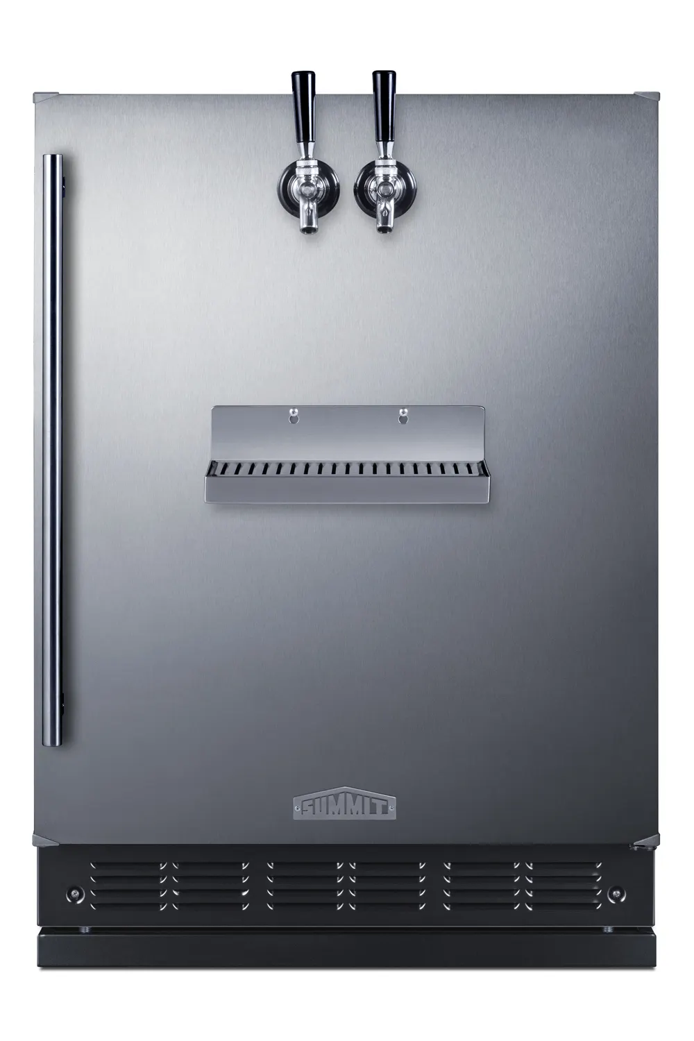 Summit SBC7BRSFRTPCF 24" Keg Cooler, 5.3 cu.ft, Black Steel, Dual Front Tap, Adjustable, 5 Lb CO2 Tank