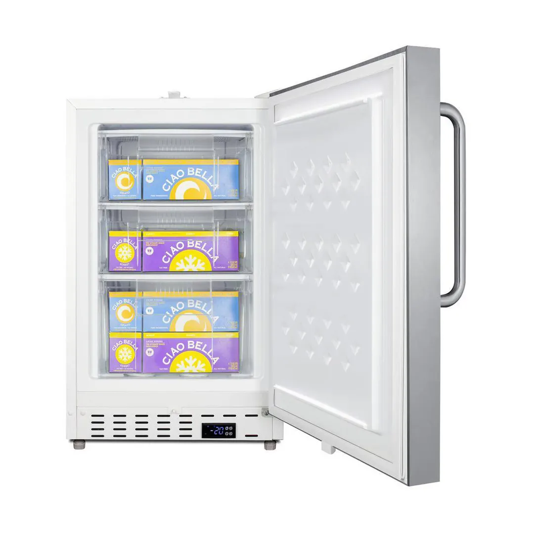 Summit SCF505SSTBADA 19" Undercounter Freezer in White, w/ Stainless Steel Door, ADA Compliant, 2.47 cu. ft.