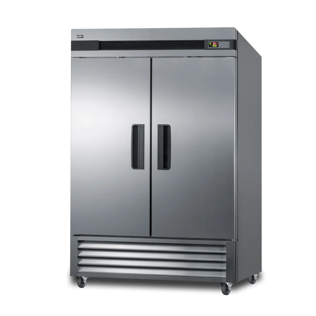 Summit SCFF497 56" Two Section Solid Door Reach-In Freezer, All Stainless Steel, 49 cu. ft.