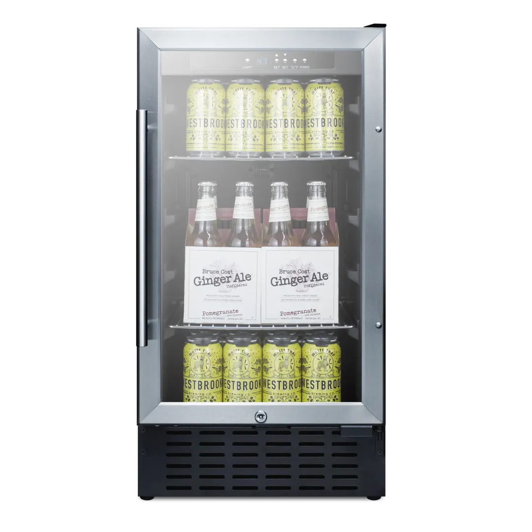 Summit SCR1841BCSSADA 18" Beverage Center with Glass Door, Stainless Steel, 2.7 cu.ft