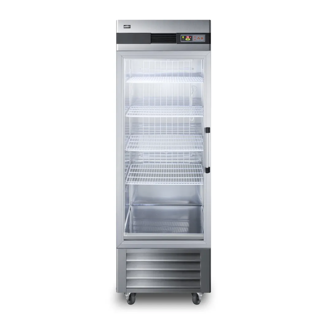 Summit SCR23SSGLH 28" 1-Section Reach-In Refrigerator w/ Left Hinged Glass Door, Bottom Mount, Stainless Steel, 23 cu. ft.