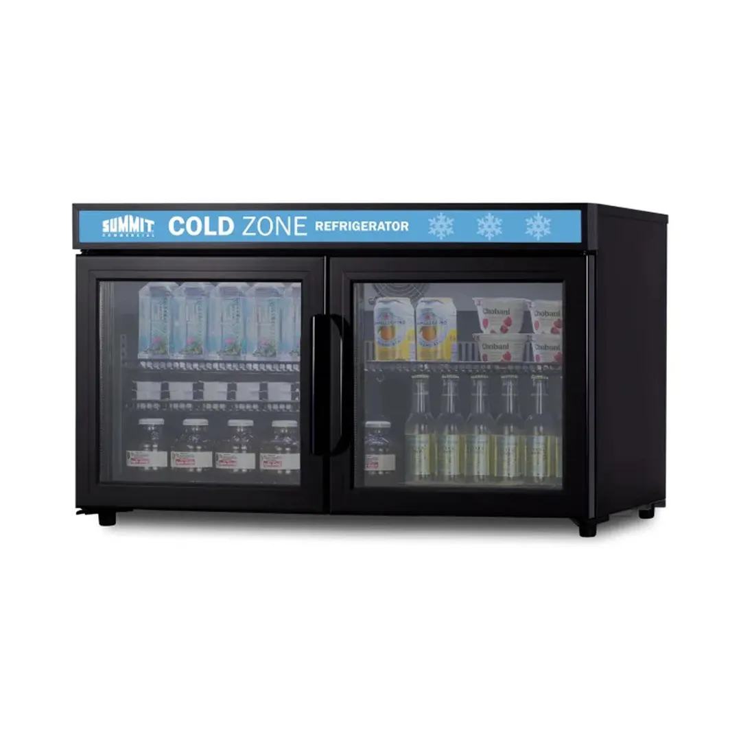 Summit SCR3502D 36" Countertop Beverage Refrigerator, 3.2 cu.ft., Black French Swing Doors, 115V