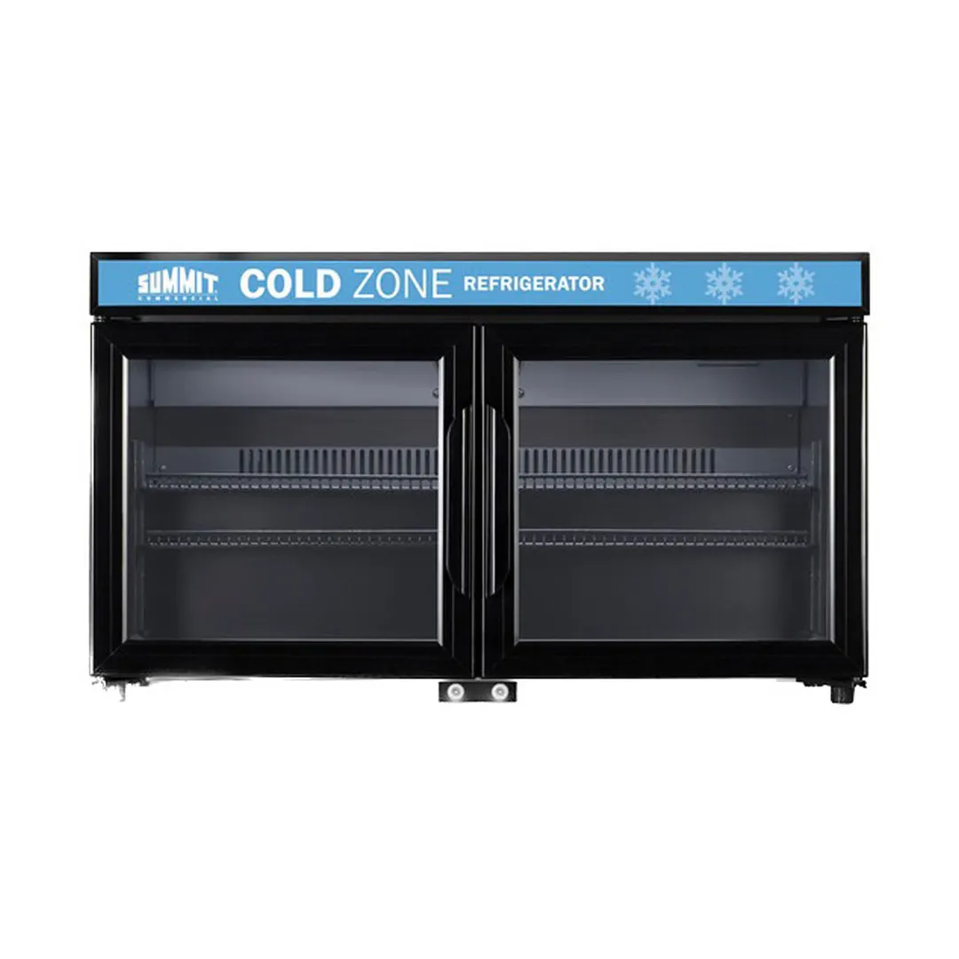 Summit SCR3502DLL - 36" Countertop Refrigerator, 3.2 cu ft, Black, Hinged Glass Doors, Auto Defrost