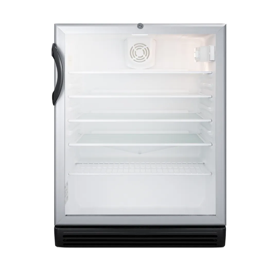 Summit SCR600BGLBIADA 24" Built-in Undercounter Glass Door Refrigerator in Black, 5.5 cu. ft.