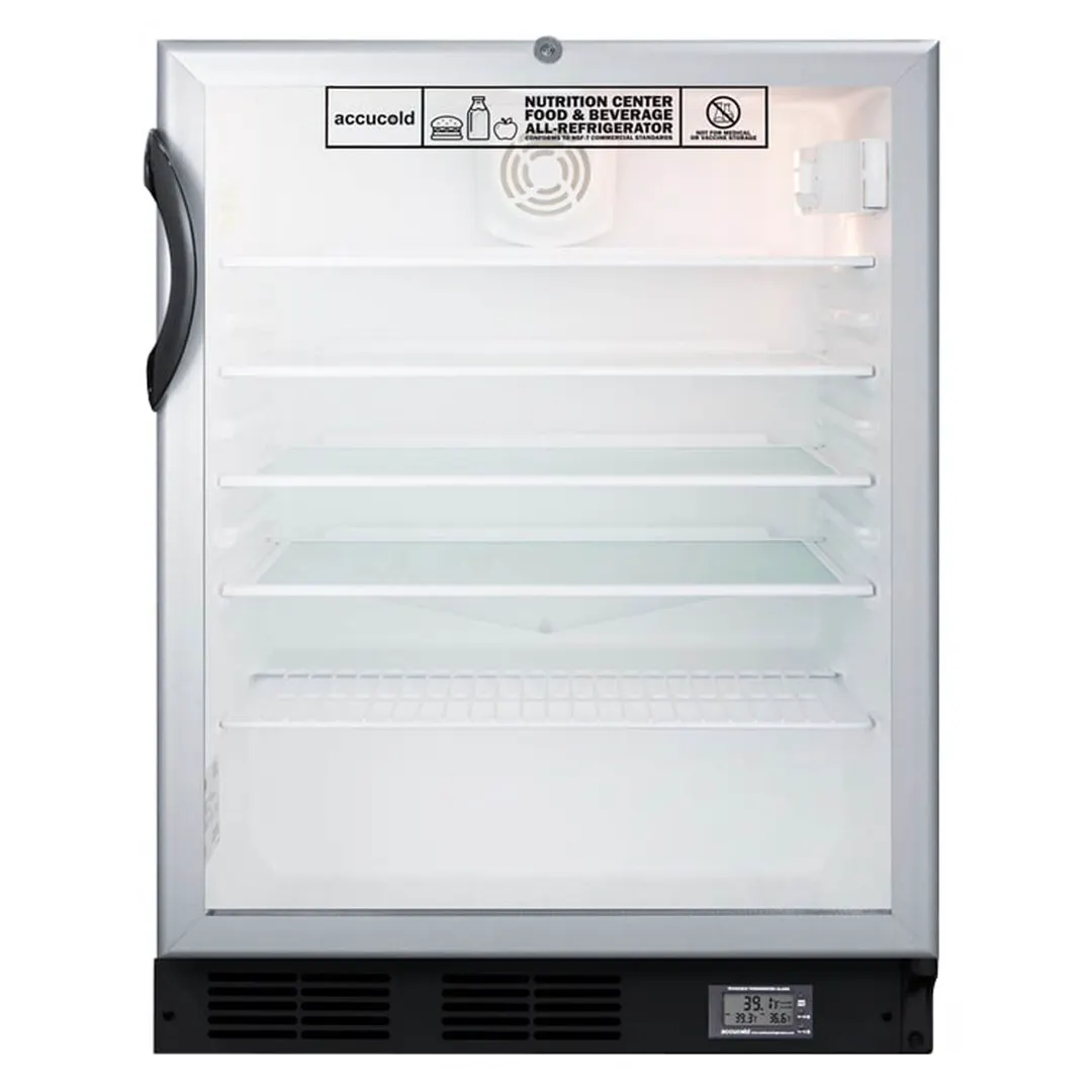 Accucold SCR600BGLBINZADA Built-in Glass Door Undercounter Nutrition Center Refrigerator, ADA Compliant, 5.5 cu. ft.