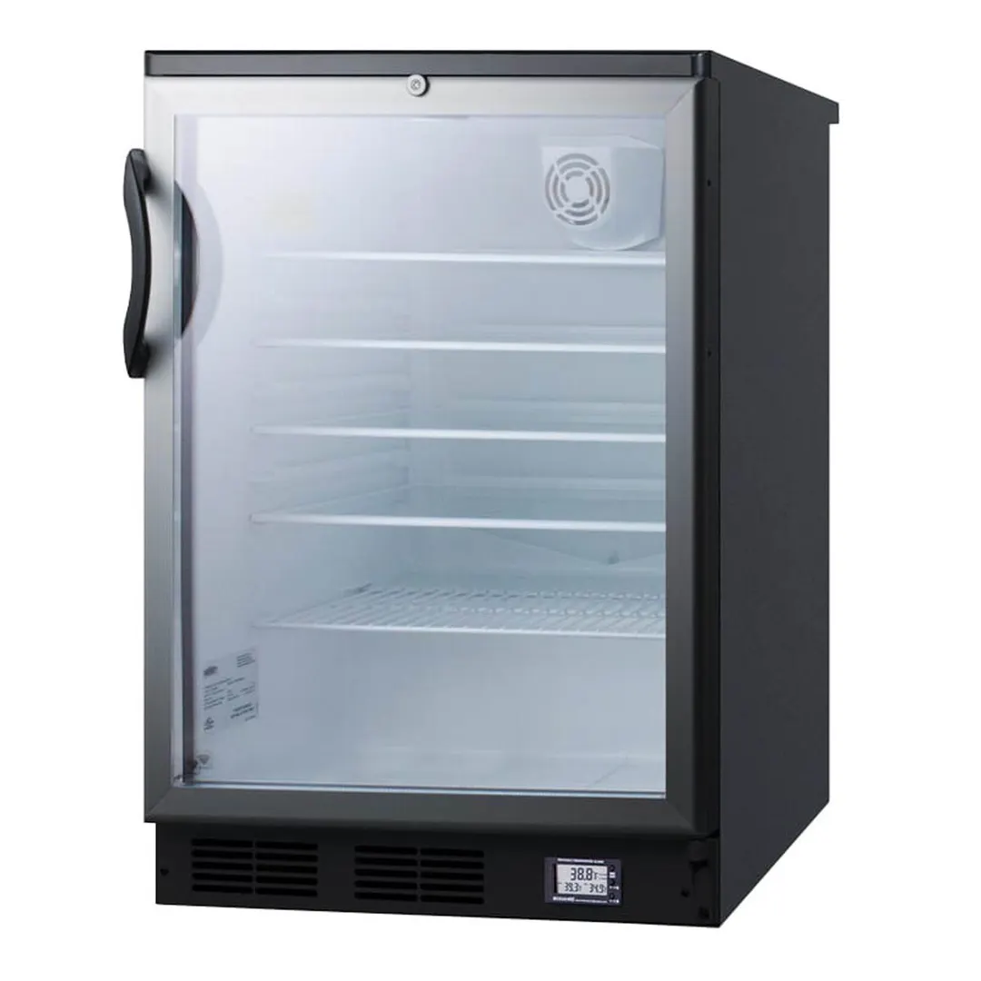 Accucold SCR600BGLNZ Freestanding Glass Door Undercounter Refrigerator in Black, 5.5 cu. ft.