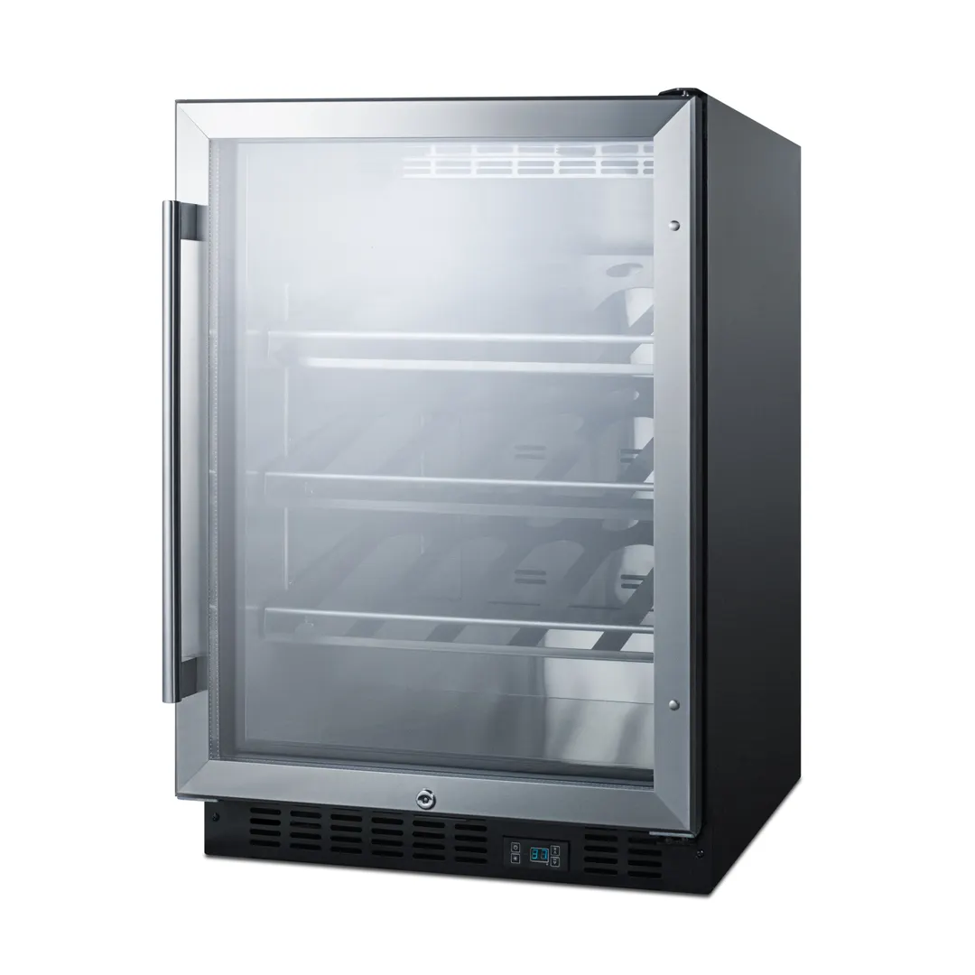 Summit SCR610BLCH 24" Glass Door Wine Refrigerator, Single Temperature, 20 Bottles