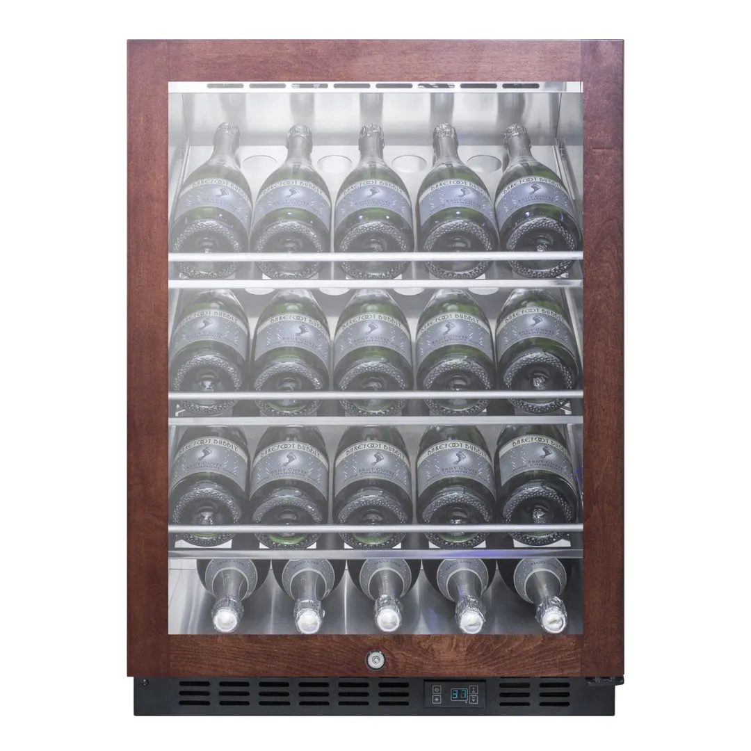 Summit SCR610BLCHPNR 24" Glass Door Wine Refrigerator, Single Temperature, 20 Bottles