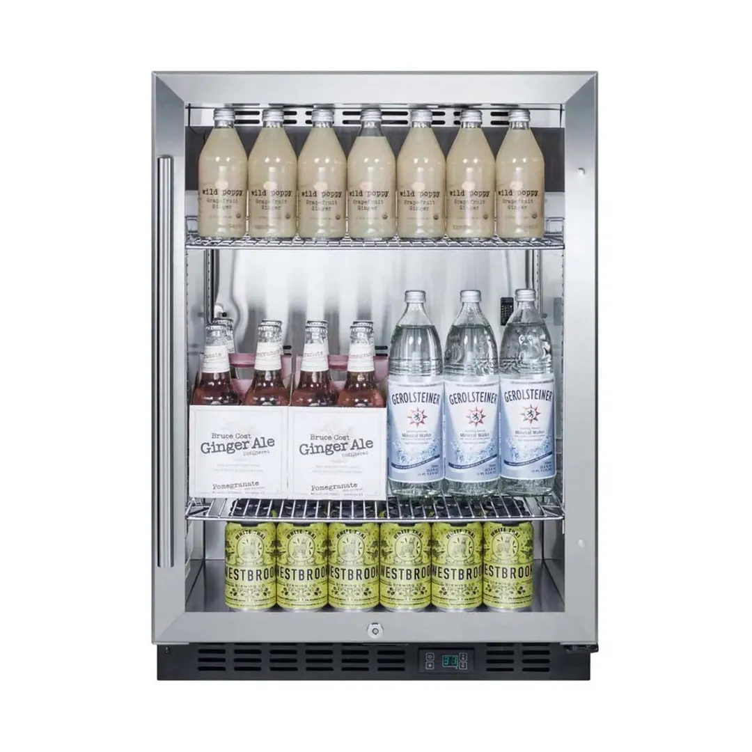 Summit SCR610BLCSS 24" Beverage Merchandiser, 5.0 cu ft, Steel Exterior, Shelves, Door, ENERGY STAR®