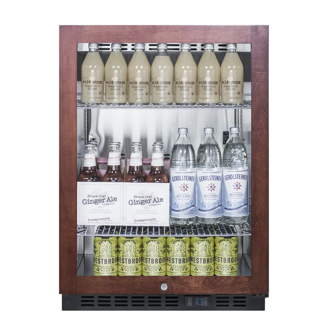 Summit SCR610BLPNR 24" Beverage Center w/ Glass Door, Black Exterior, 5 cu.ft
