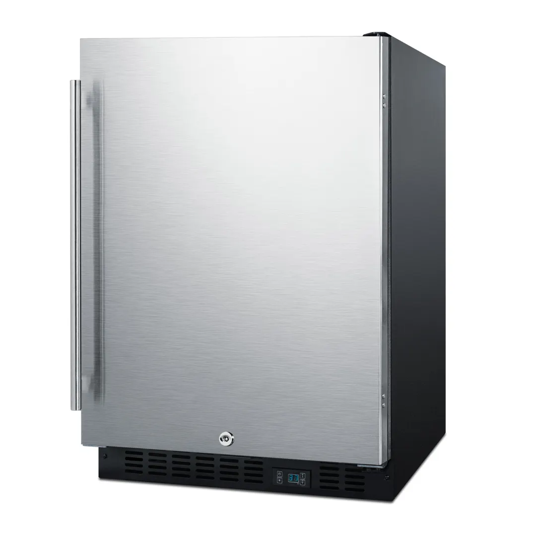 Summit SCR610BLSD 24" Stainless Steel Door Undercounter Refrigerator in Black, 5 cu. ft.