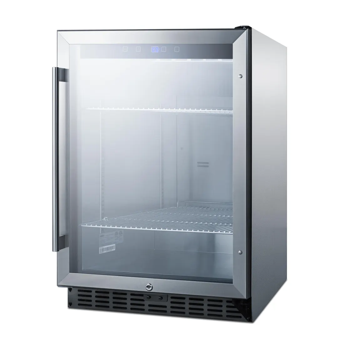 Summit SCR611GLOS 24" Outdoor Countertop Glass Door Refrigerator, Stainless Steel, 5.0 cu. ft.
