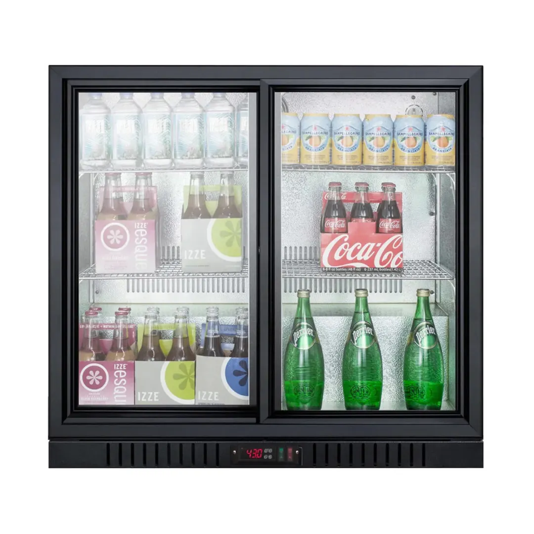 Summit SCR700BCSS Beverage Merchandiser, 7.4 cu ft, Stainless Steel, Two Sliding Glass Doors, 115V