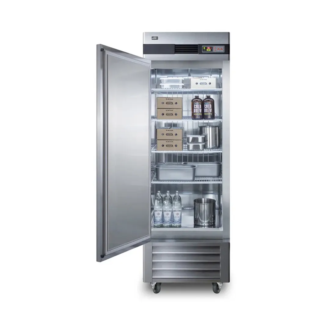 Summit SCRR232LH 28" 1-Section Reach-In Refrigerator w/ Left Hinged Solid Door, Bottom Mount, Stainless Steel, 23 cu. ft.