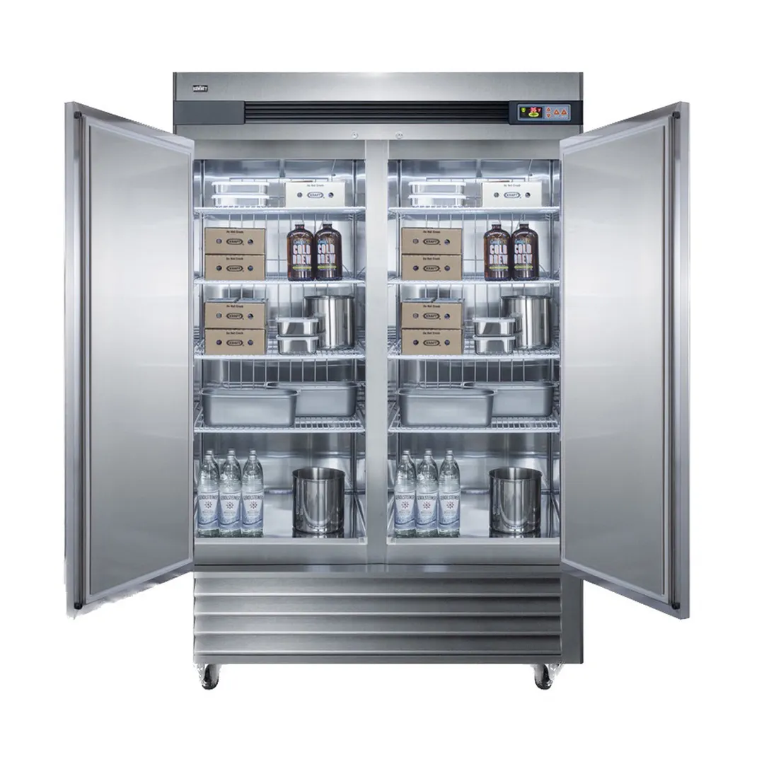 Summit SCRR492 56" 2-Section Reach-In Refrigerator w/ 2 Solid Doors, Bottom Mount, Stainless Steel, 49 cu. ft.
