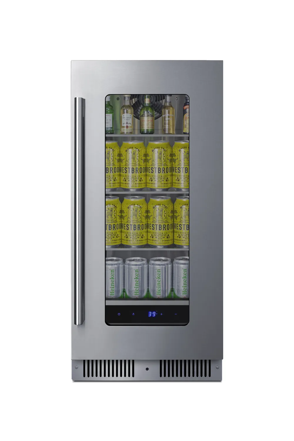 Summit SDHG1533 - 15" Undercounter Glass Merchandiser, 1.9 cu.ft., Black, Dimmable LED, Frost‑Free