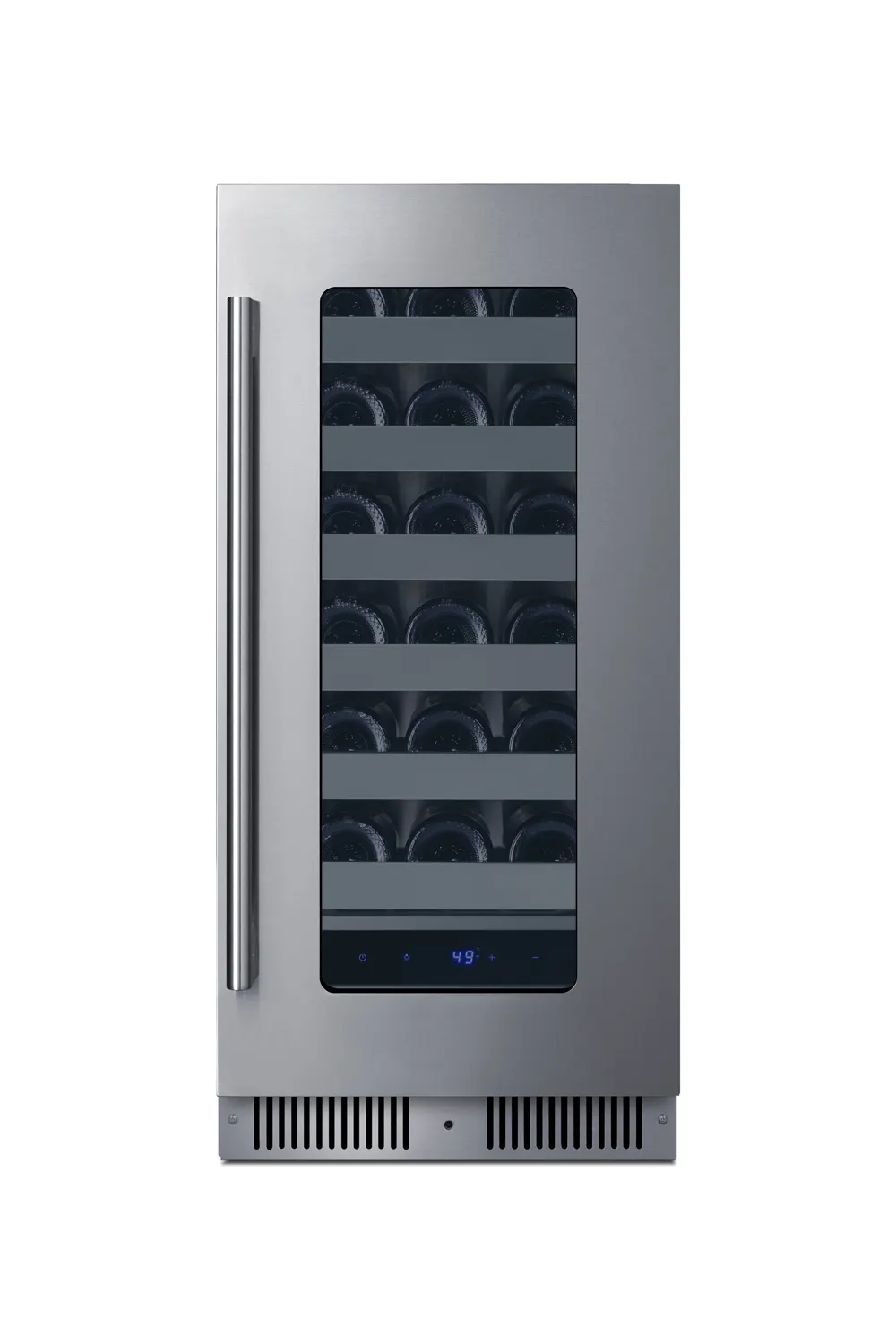 Summit SDHW1532 Wine Cooler, 15" Black, 1.8 cu ft, 6 Shelves, Glass Door, Dimmable LED, 41-68°F