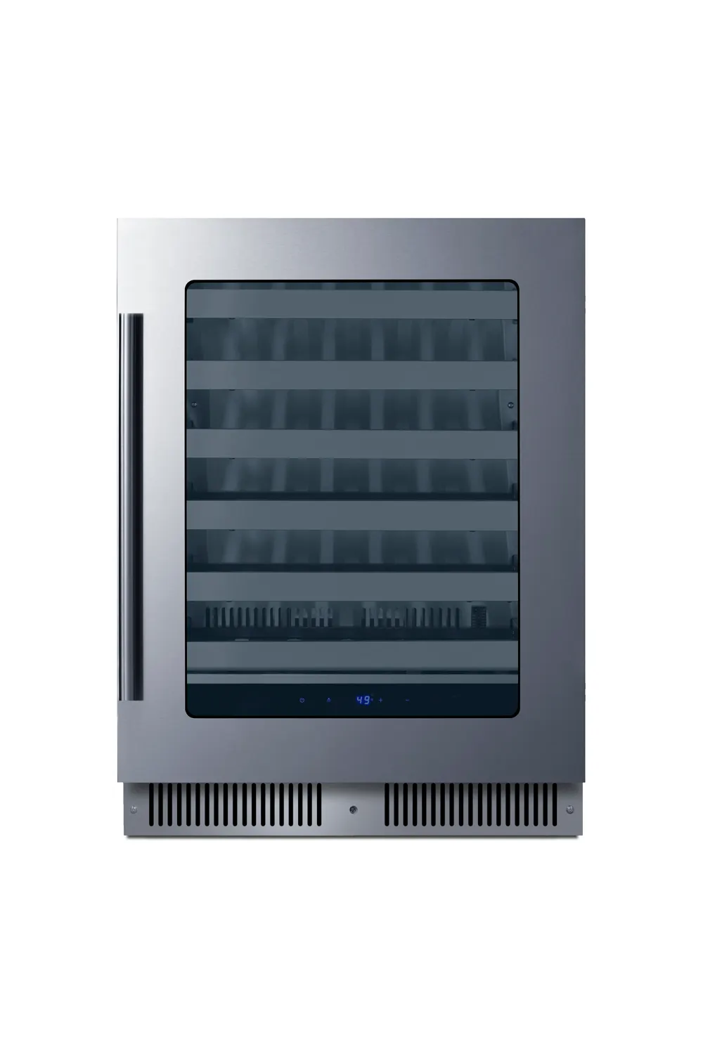 Summit SDHW2442 Undercounter Wine Cooler, 24" Wide, 3.25 cu.ft., Black, Glass Door, Stainless Trim
